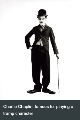 Charlie Chaplin as the Tramp, a classic British film character